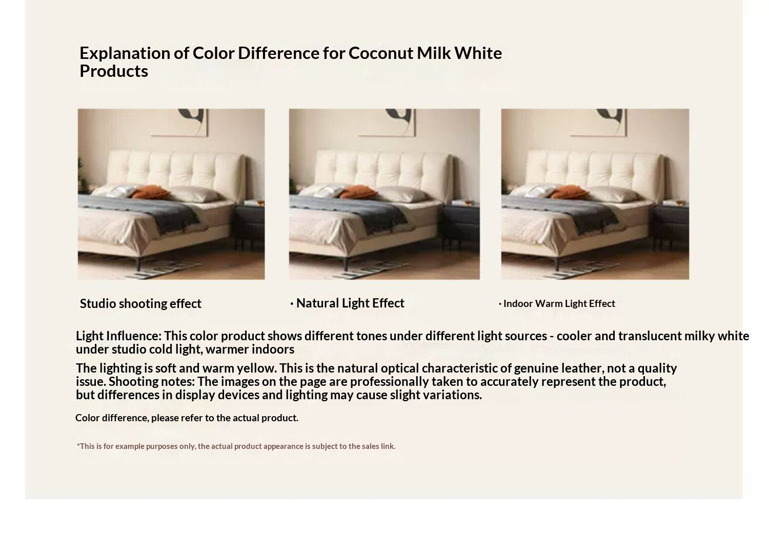 Oak,Rubber Wood Solid Wood Cream Suspended Genuine Leather Technology Fabric Soft Wrapped Bed