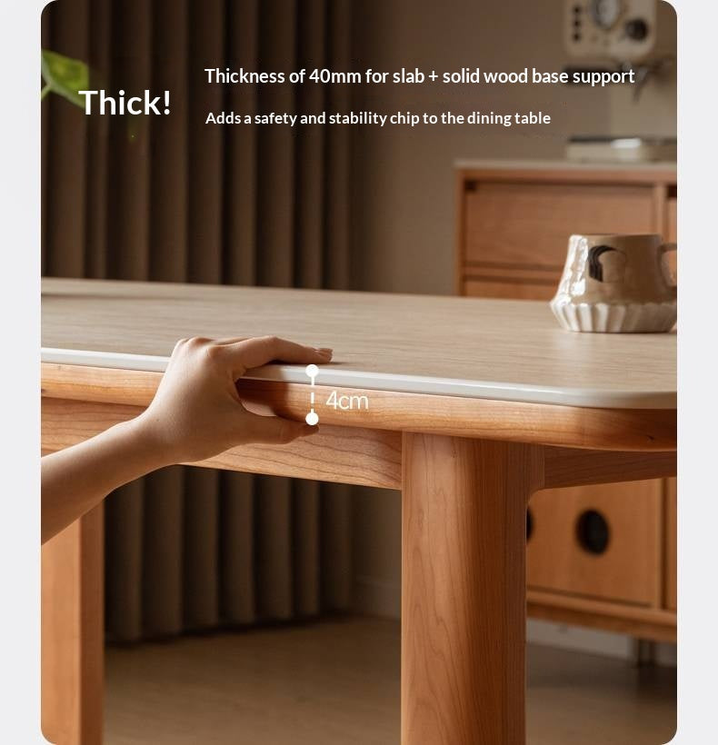 Cherry Solid Wood Retro Rock Board Dining Table