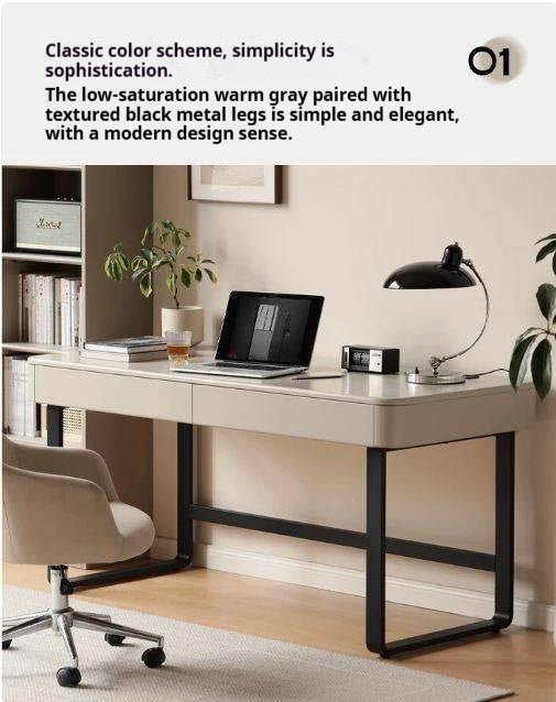 Tulipwood Solid Wood, Solid RubberWood  Modern Rock Board Computer Desk