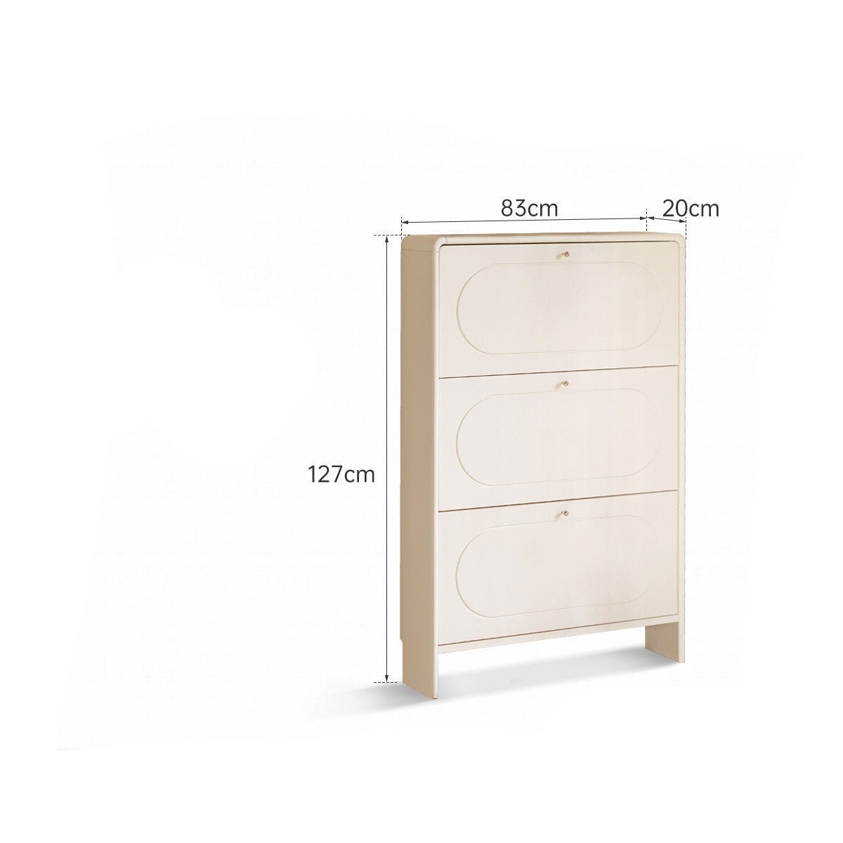 Poplar solid wood tipping shoe cabinet entry entrance cabinet cream style ultra-thin-