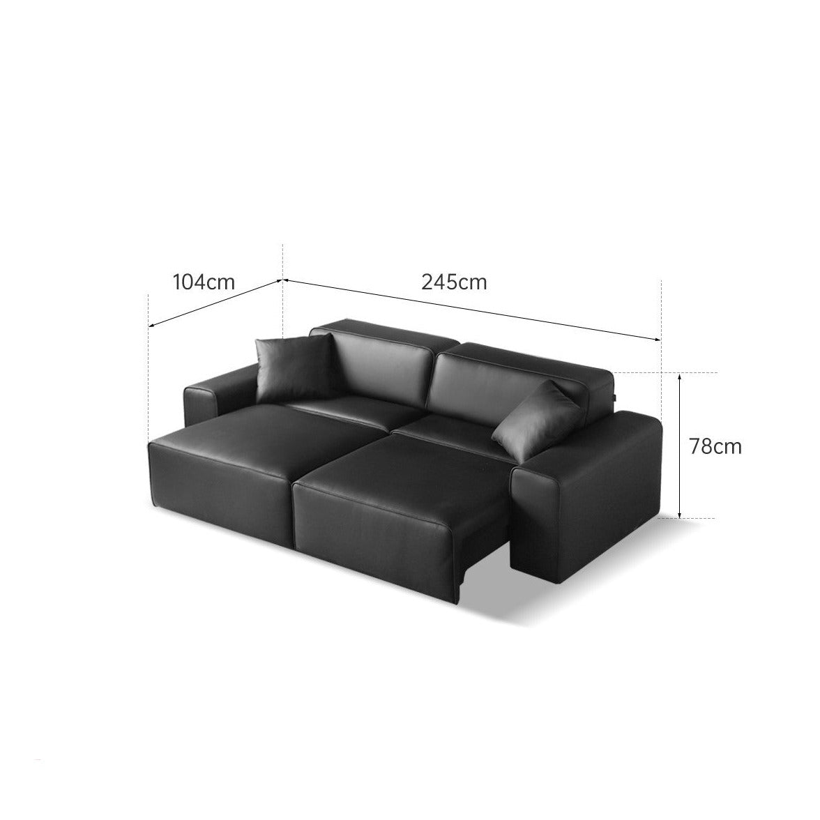 Organic Leather Art Sofa Retractable Bed Big Black Bull Electric Sofa Bed)