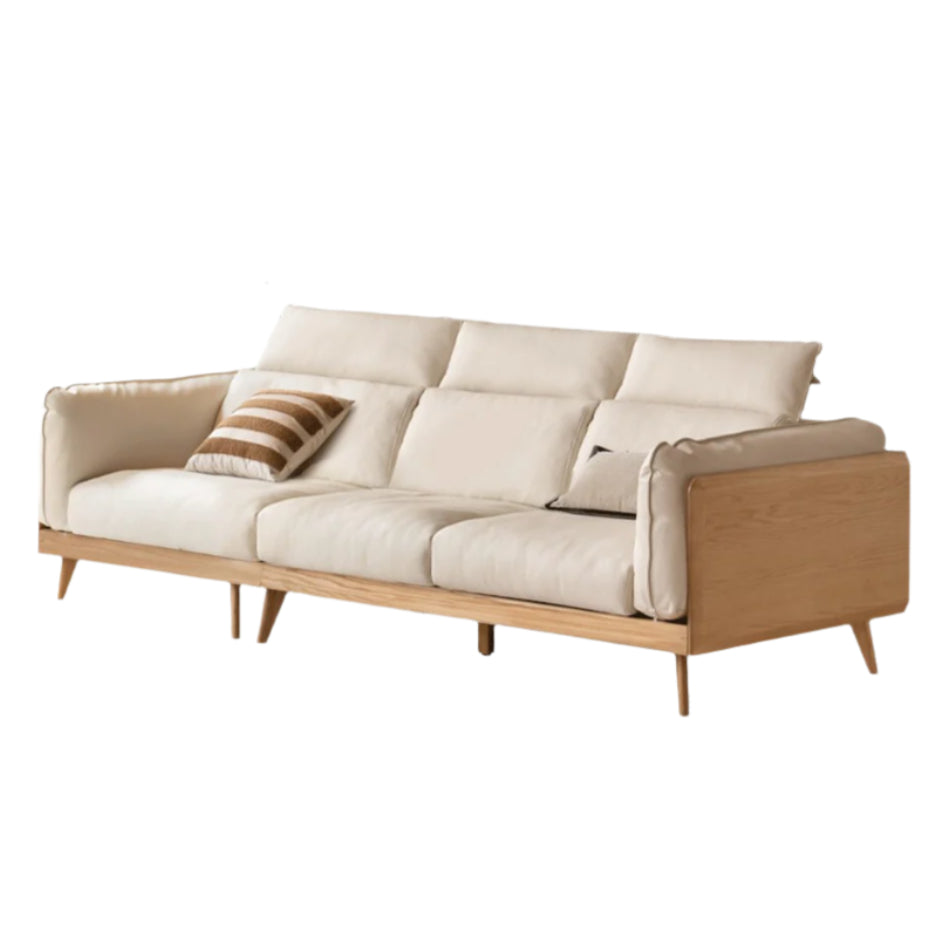 Oak Solid Wood Modern Straight Row Down Sofa