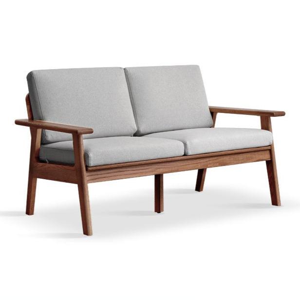 Oak, Pine Solid Wood Japanese-style Three-person Fabric Sofa