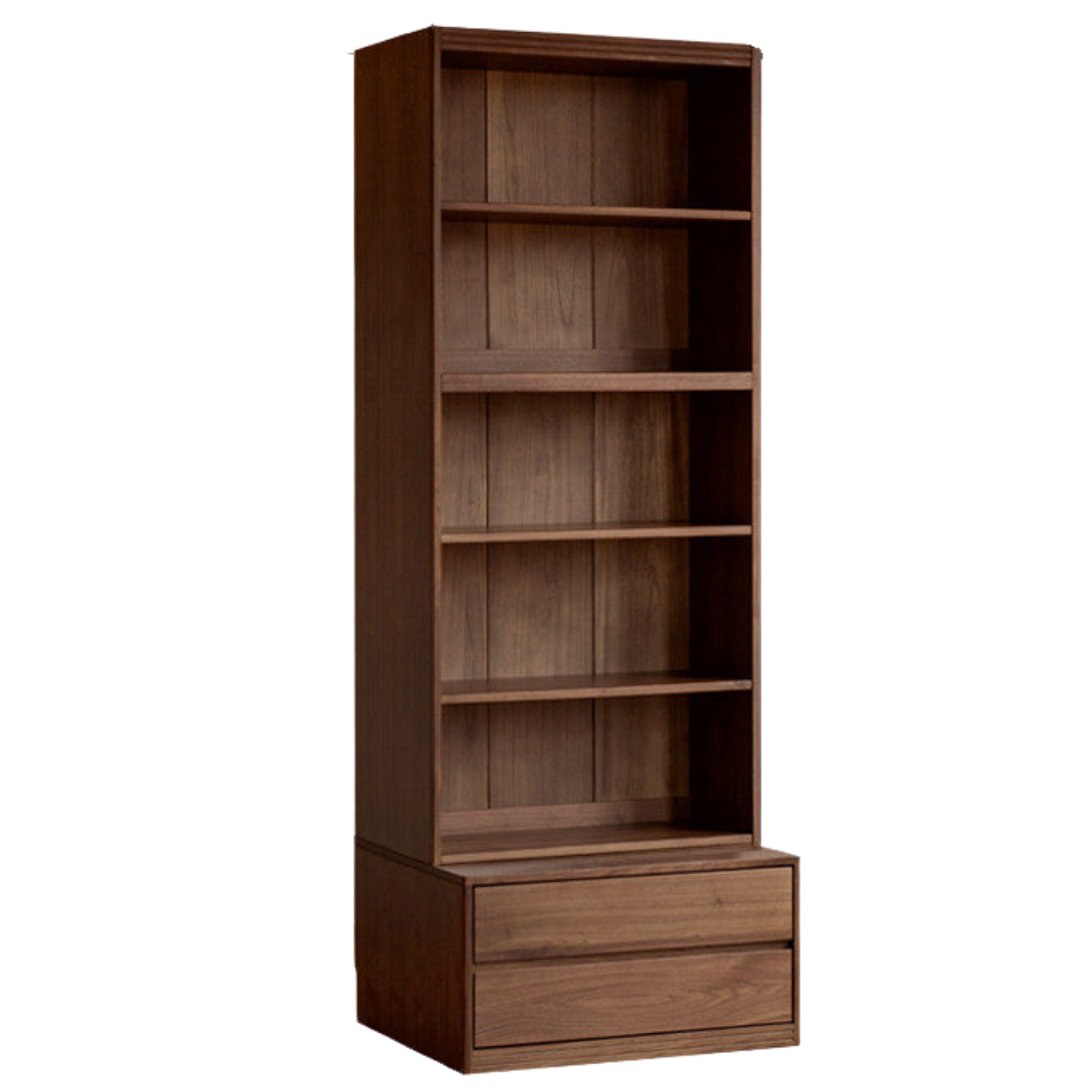 Black Walnut, Sandalwood Solid Wood Light Luxury Combined Bookshelf With Seat