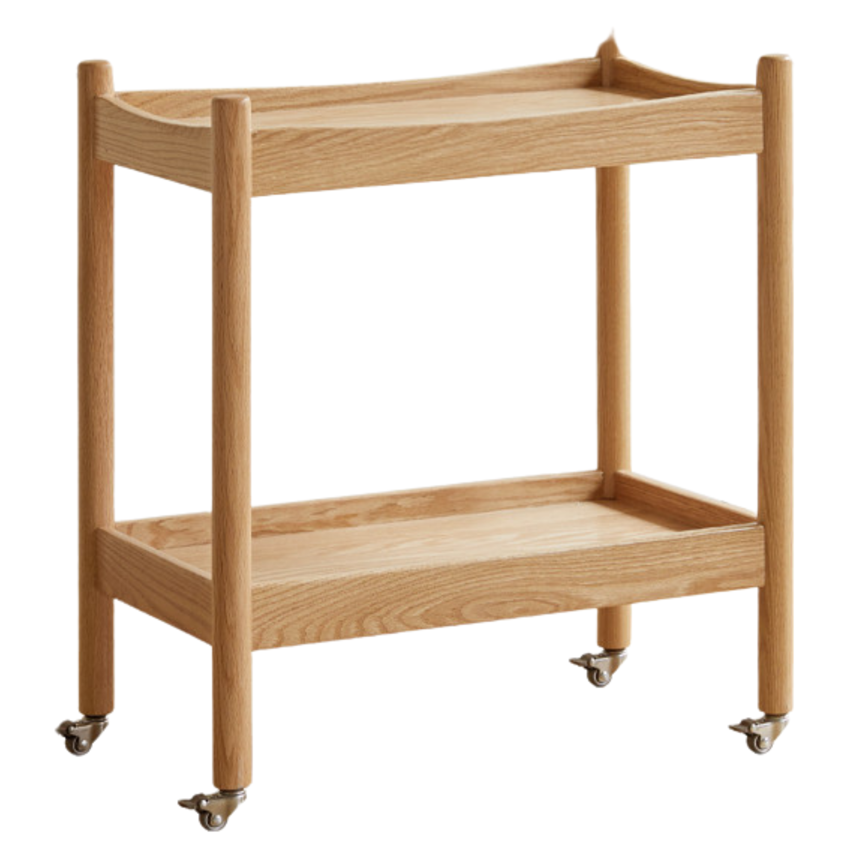 Oak solid wood trolley mobile side table-