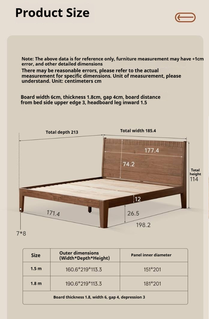 Black Walnut Solid Wood Modern Double Bed