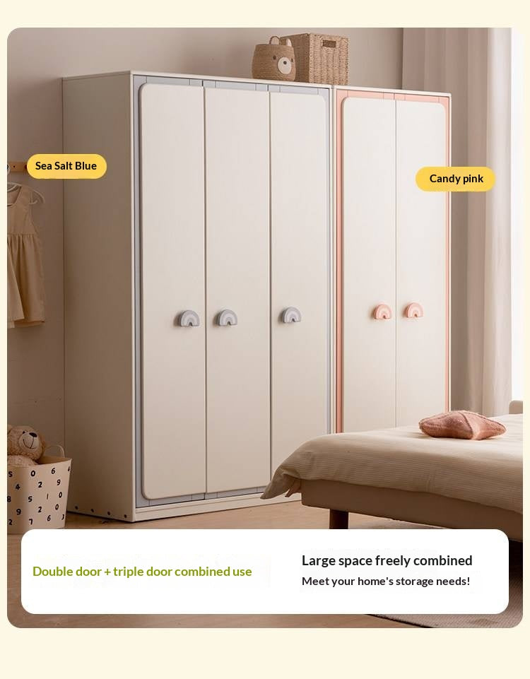 Solid RubberWood Kids Modular Wardrobe Closet with Multi-Size Storage Options