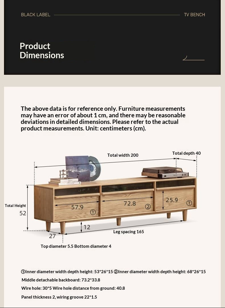 Ash Solid Wood Floor TV Cabinet