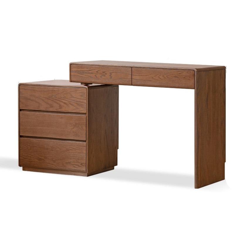 Oak Solid Wood Retro Style Retractable Dressing Table