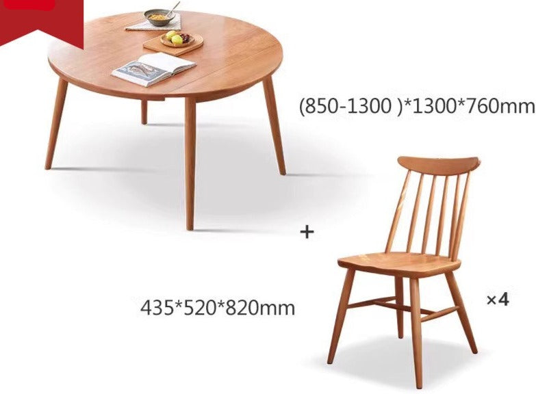 Cherry wood round folding dining table "