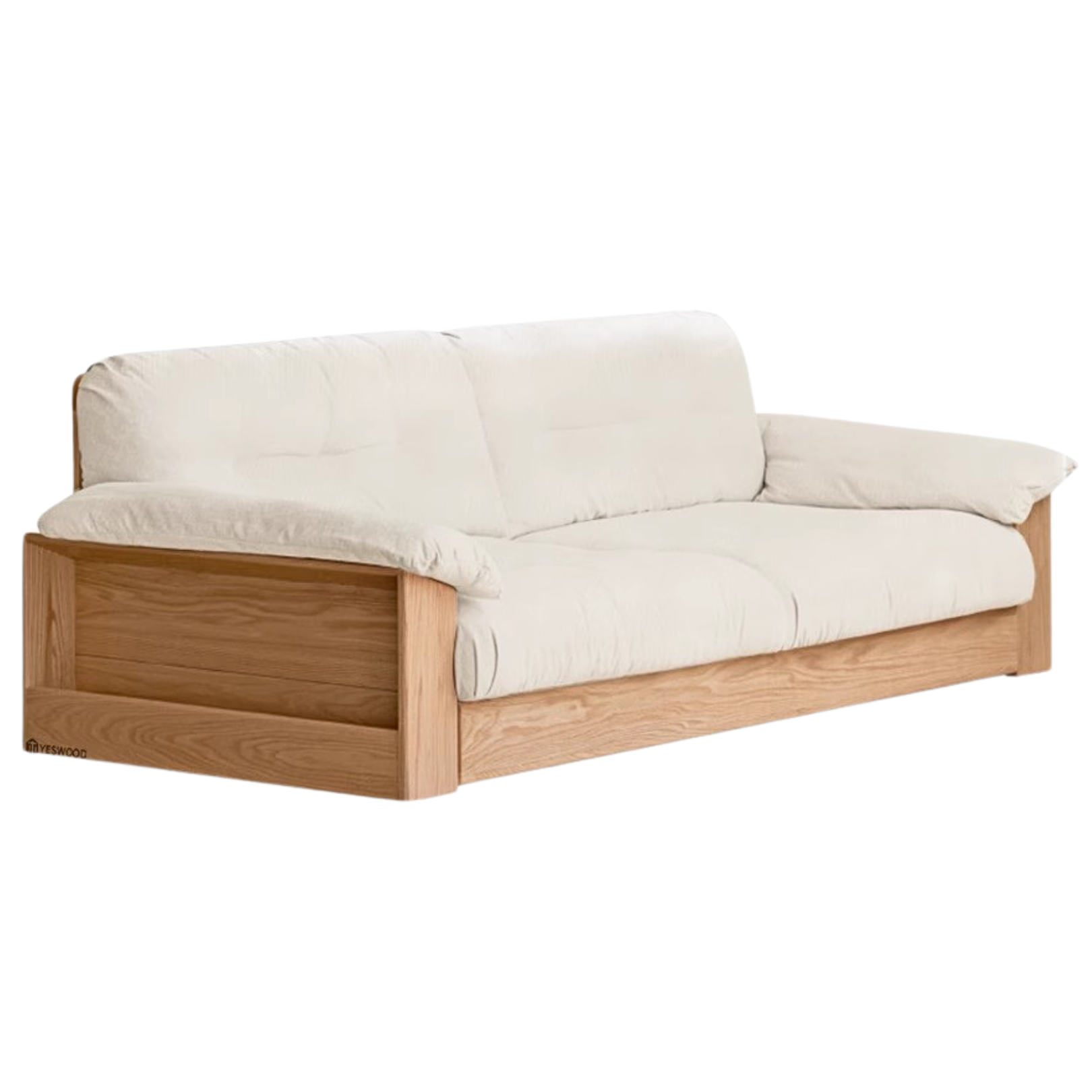 Oak Solid Wood Floor Storage Sofa, goose down :