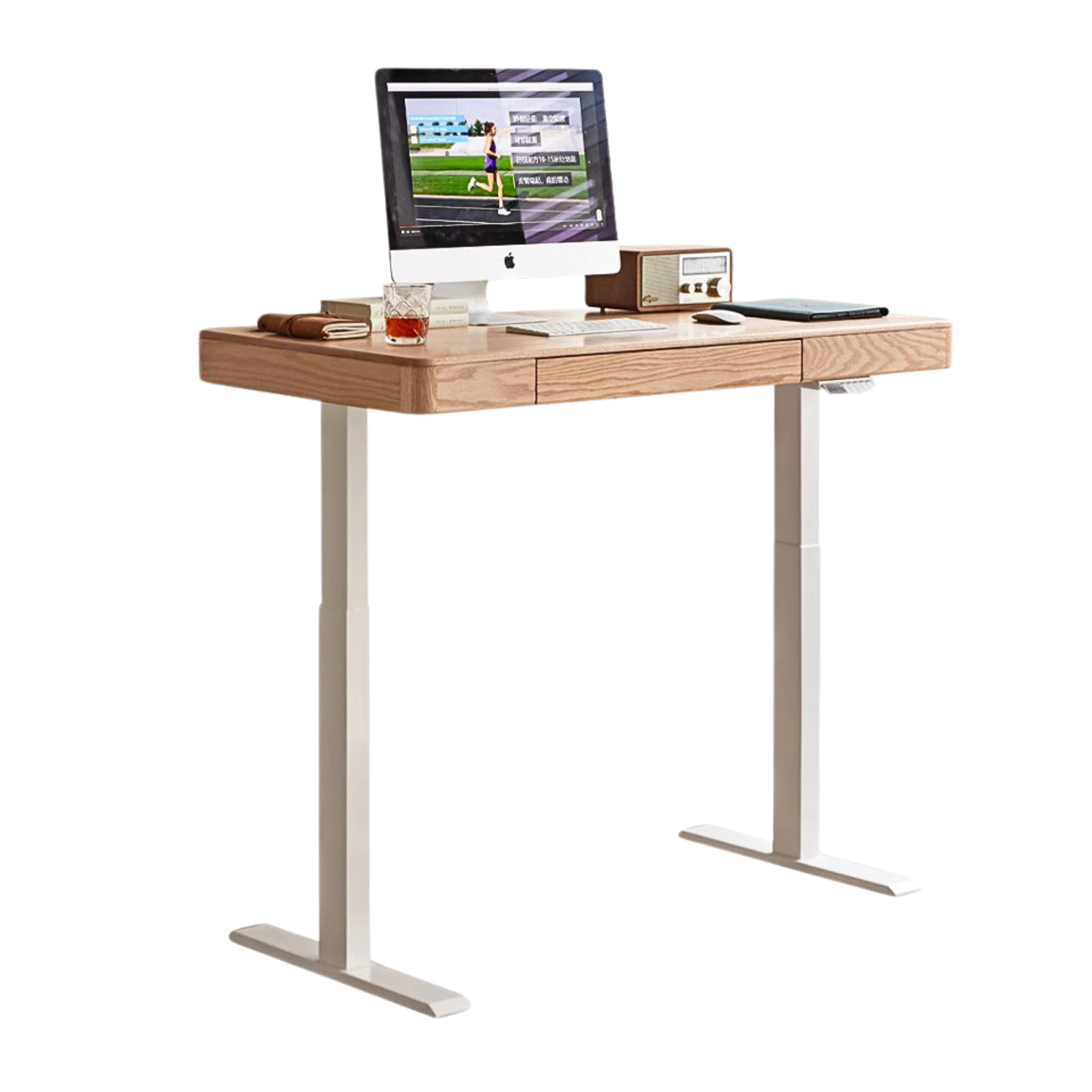 Oak Solid Wood Elevating Electric Multifunctional Standing Desk