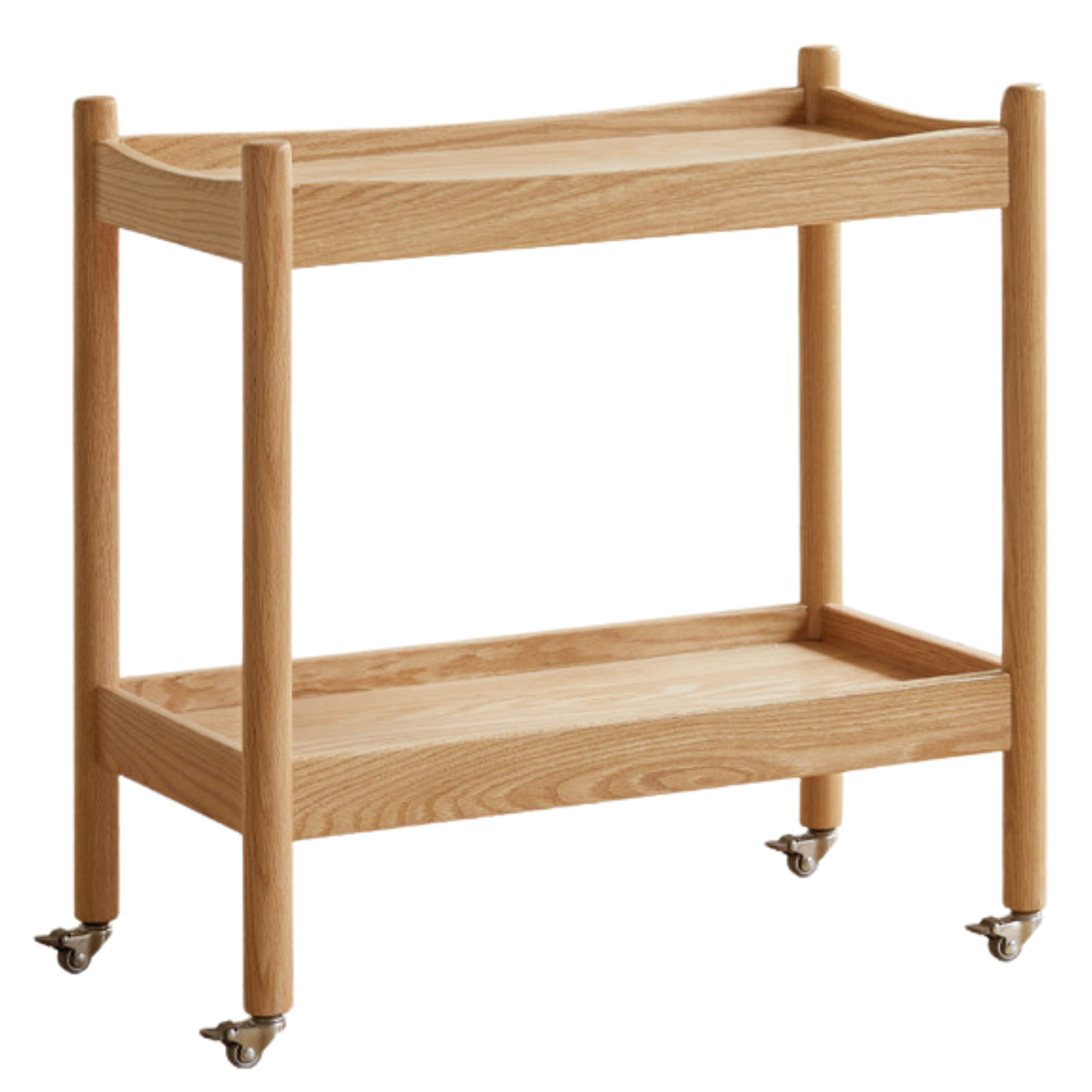 Oak solid wood trolley mobile side table-