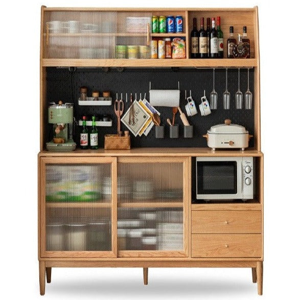 Oak solid wood sideboard multi-functional buffet cabinet,