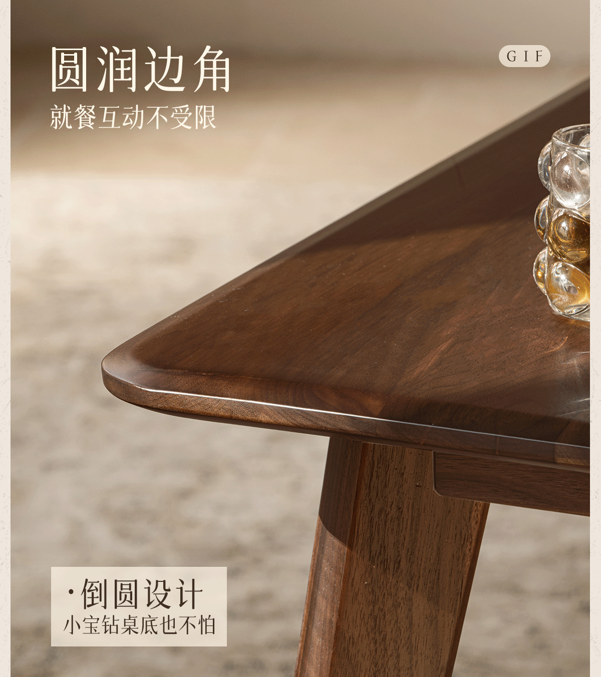 Black Walnut, Golden Pearwood, Sandalwood Solid Wood North American Dining Table