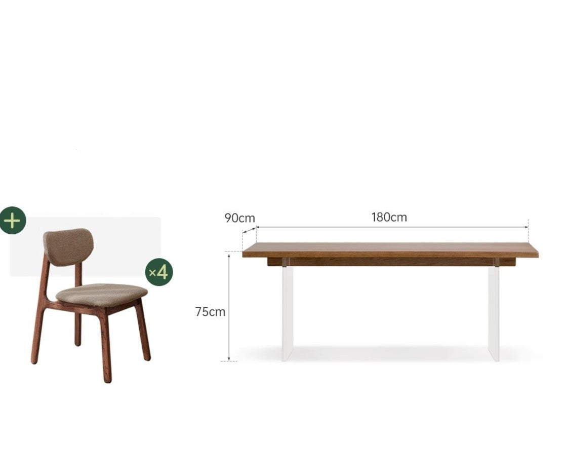 Oak solid wood dining table acrylic floating large size"