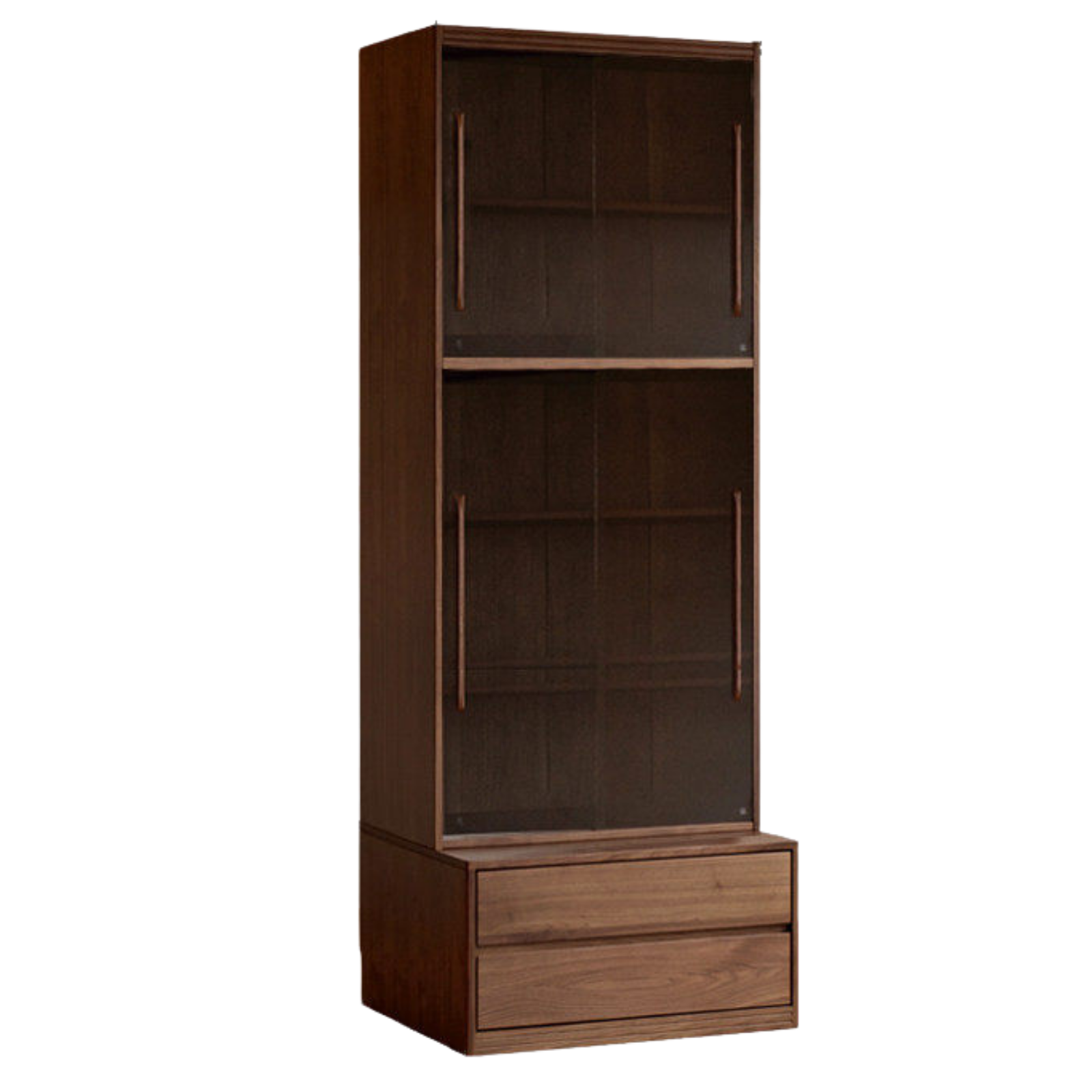 Black Walnut, Sandalwood Solid Wood Light Luxury Combined Bookshelf With Seat