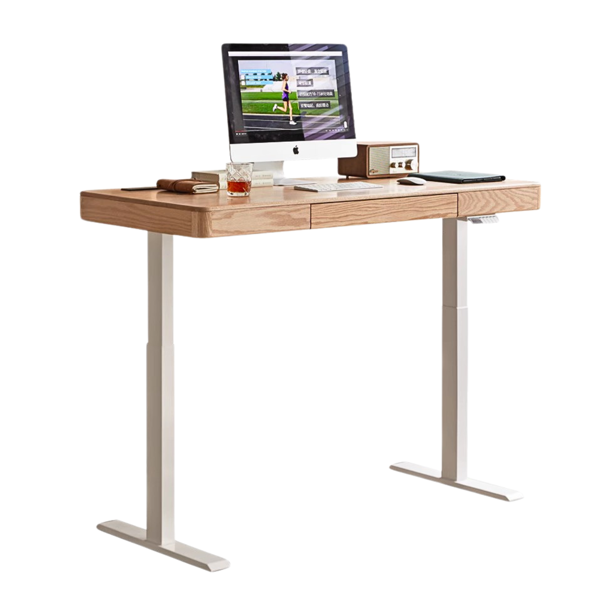 Oak Solid Wood Elevating Electric Multifunctional Standing Desk