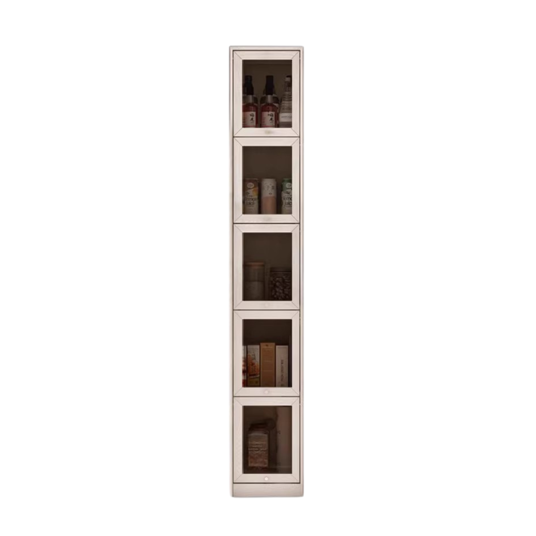 Oak solid wood flip-door bookcase cream style narrow cabinet
