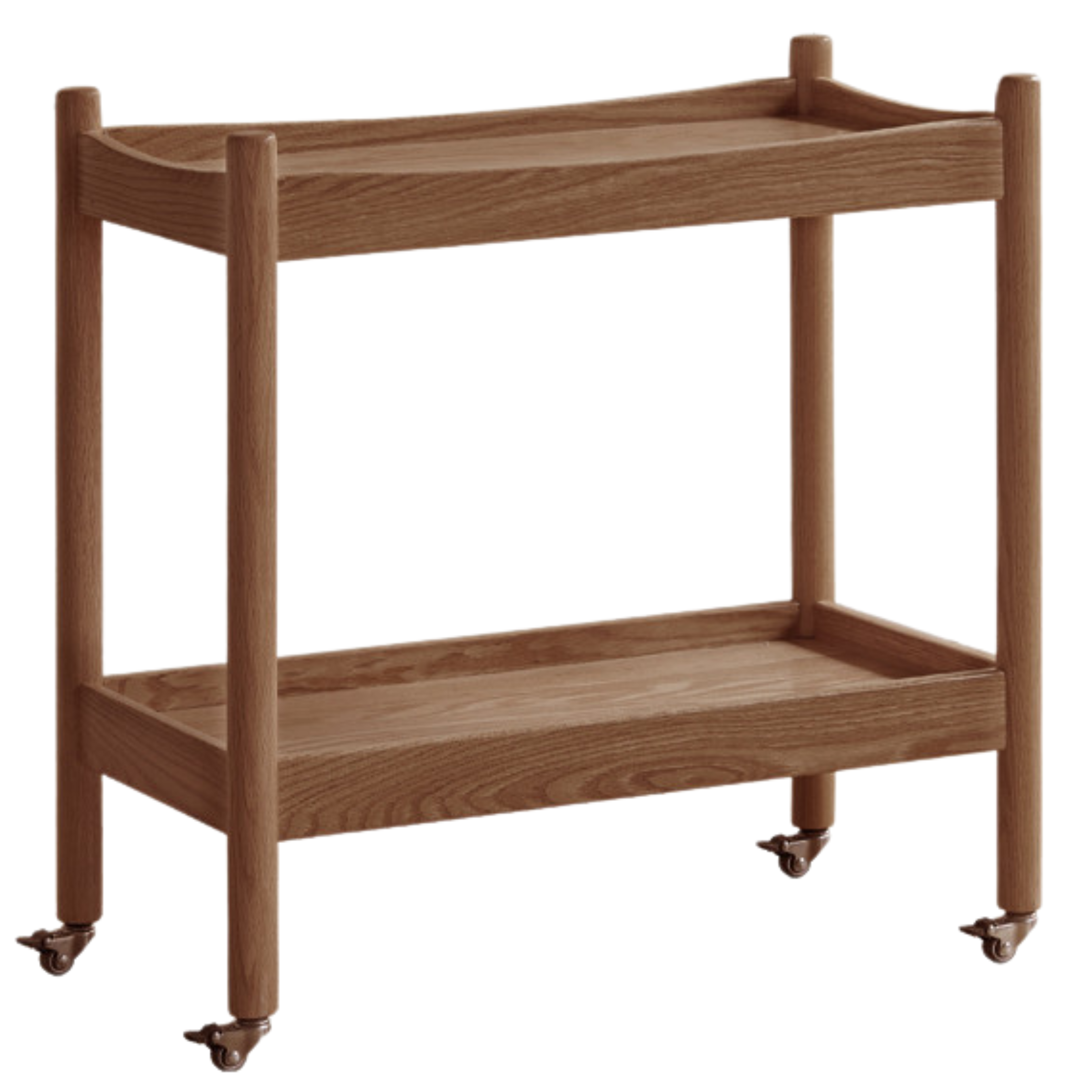 Oak solid wood trolley mobile side table-