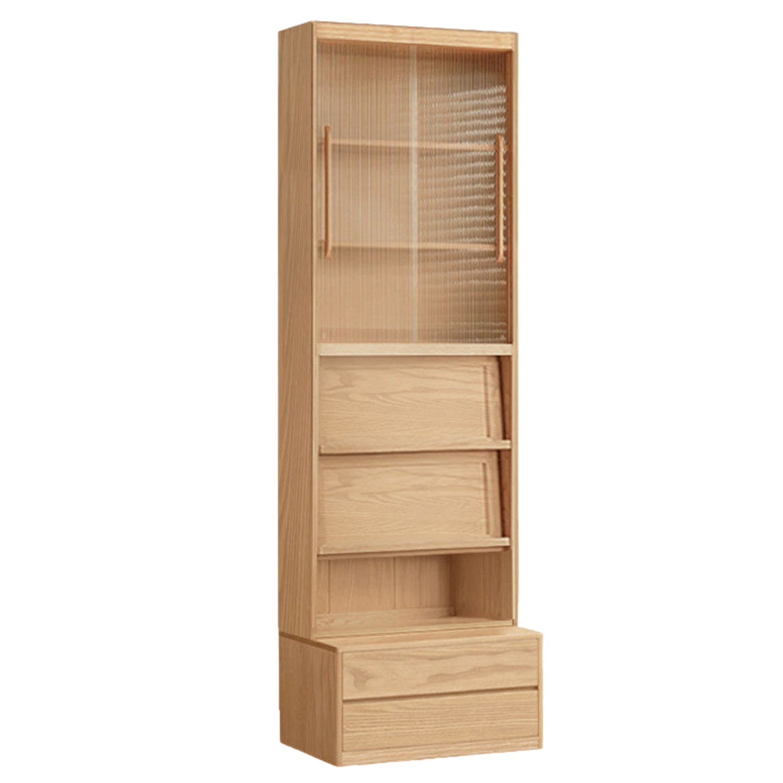 Ash, Oak Solid Wood Modern Combination Bookcase Integrated Card Seat