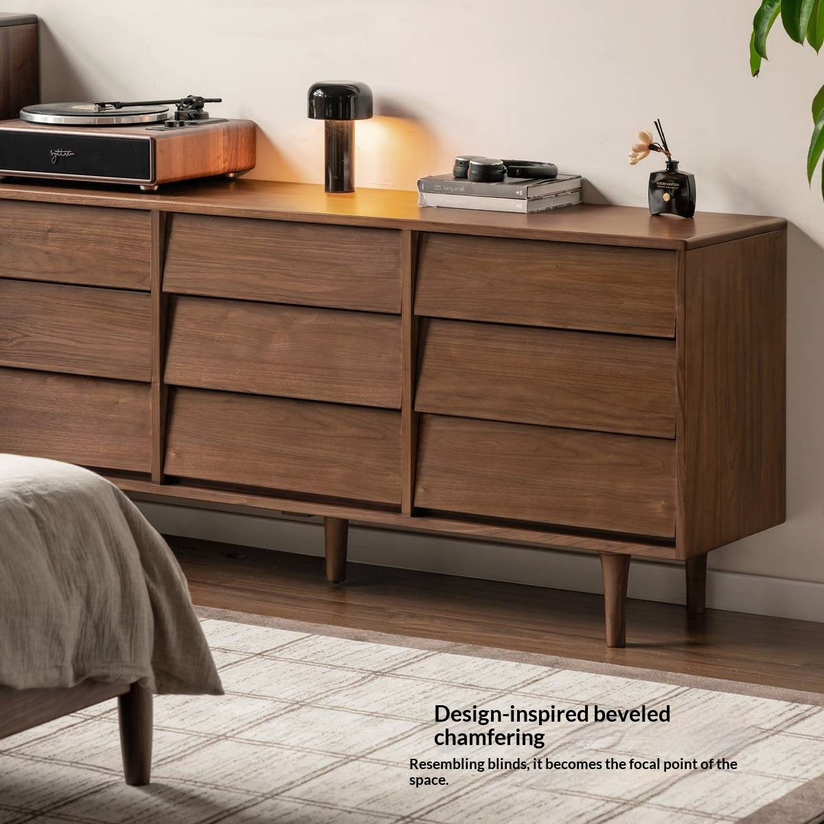 Black Walnut Solid Wood Vintage Style Chest of Drawers