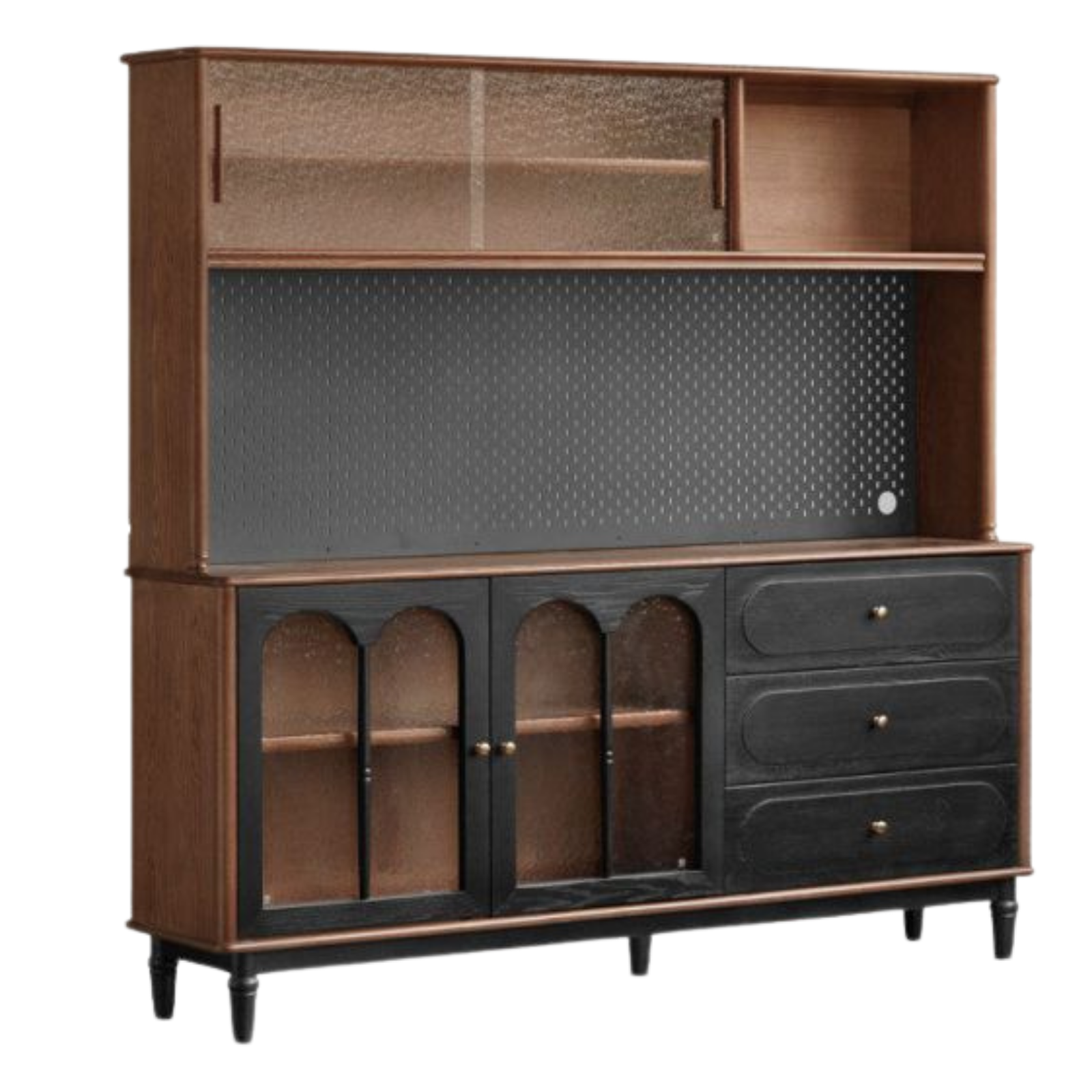 Ash Solid Wood Sideboard with American Retro Style and Storage Cabinet