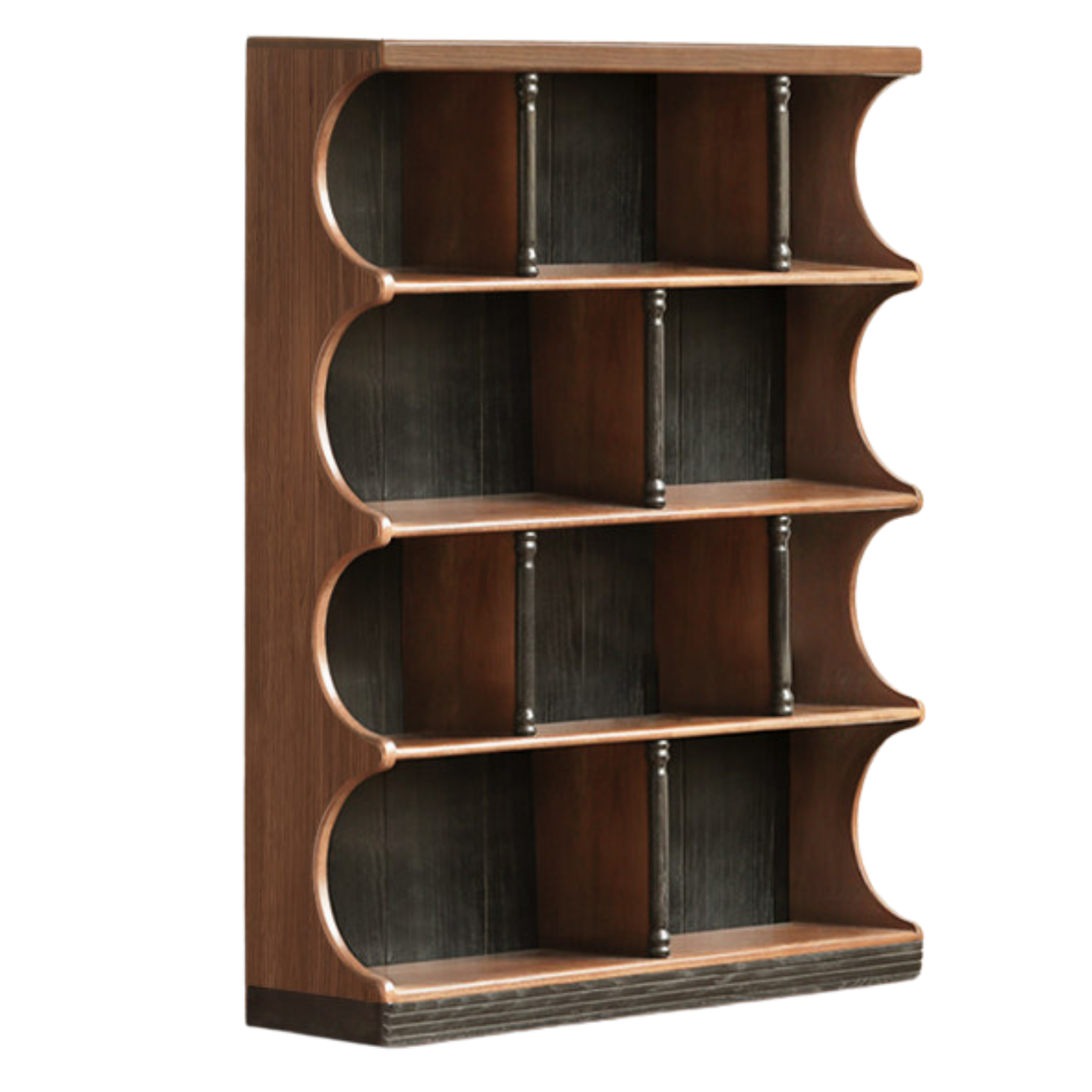 Oak, Black Walnut Solid Wood French Retro Bookcase