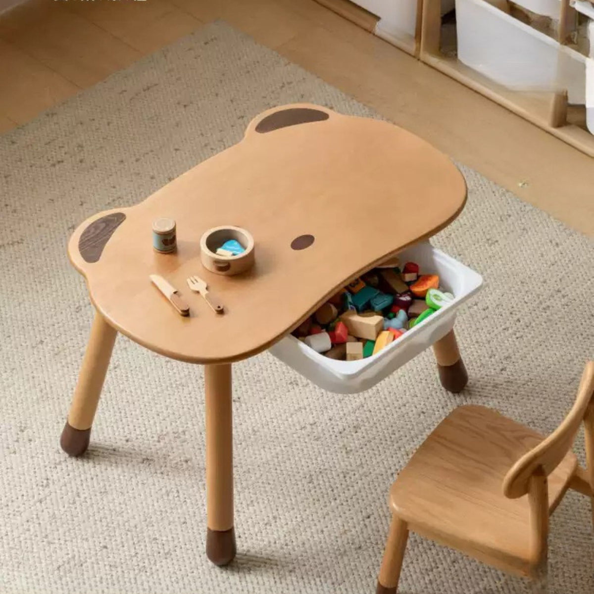 children's solid wood handmade table home liftable baby game toy table ...