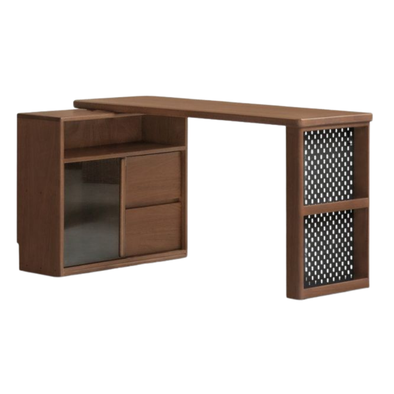 Solid Rubberwood, Oak Solid Wood Telescopic Corner Office Desk