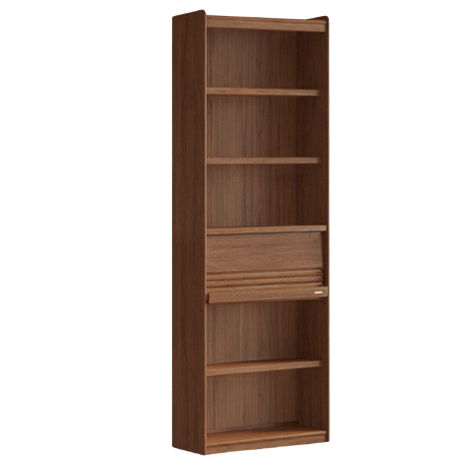 Black Walnut Solid Wood Integrated Wall Bookcase with Floor Display