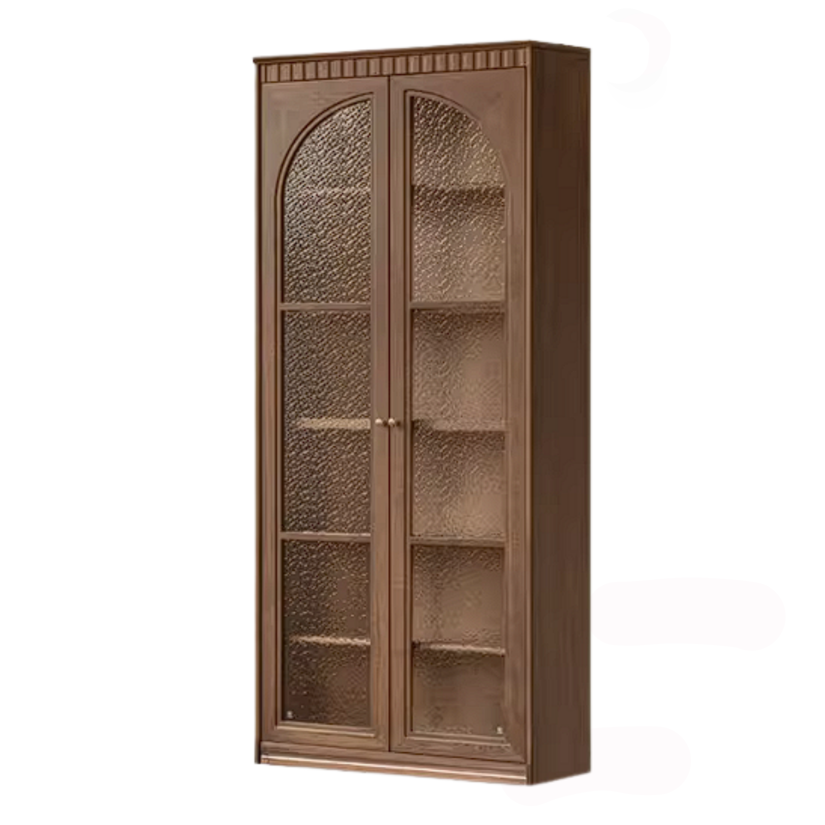 Black Walnut Solid Wood Bookcase with Booth Seating and Display Cabinet