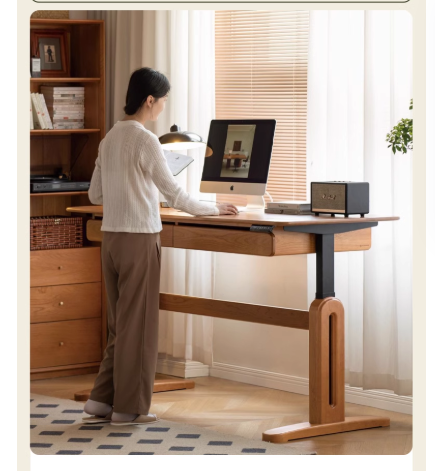 Cherry Solid Wood Electric Lift Dual Motor Office Desk