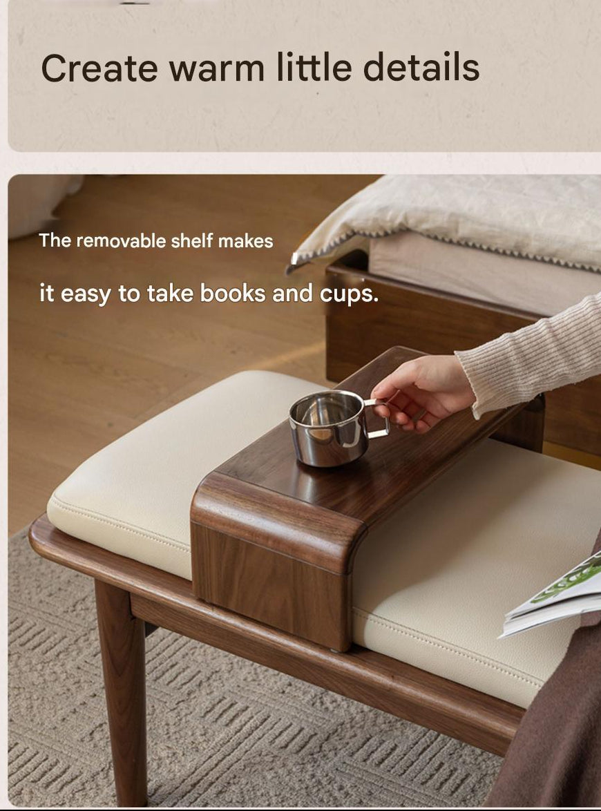 Black Walnut, Oak Solid Wood Soft Packed Bench