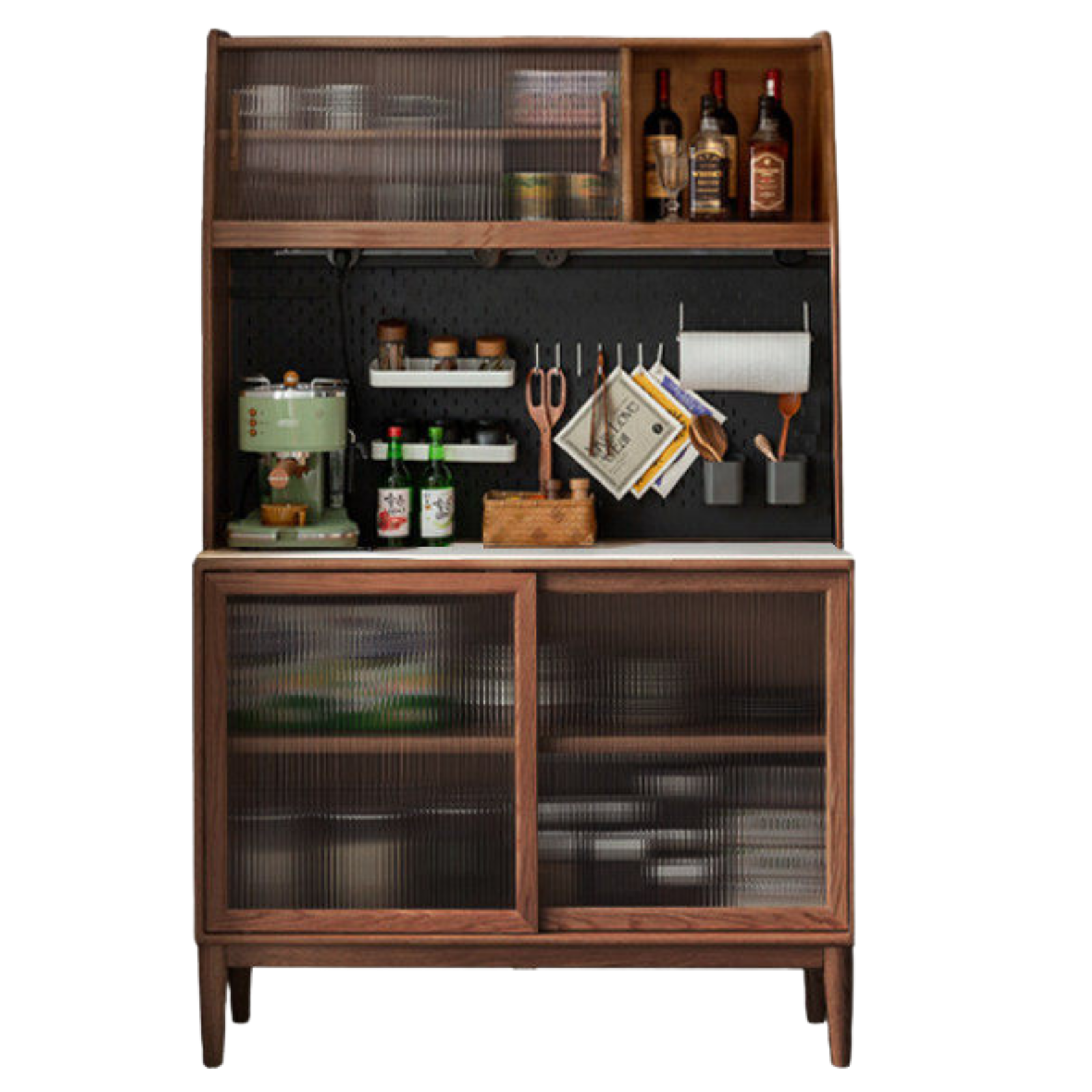 Ash Solid Wood Sideboard High Wine Cabinet Buffet
