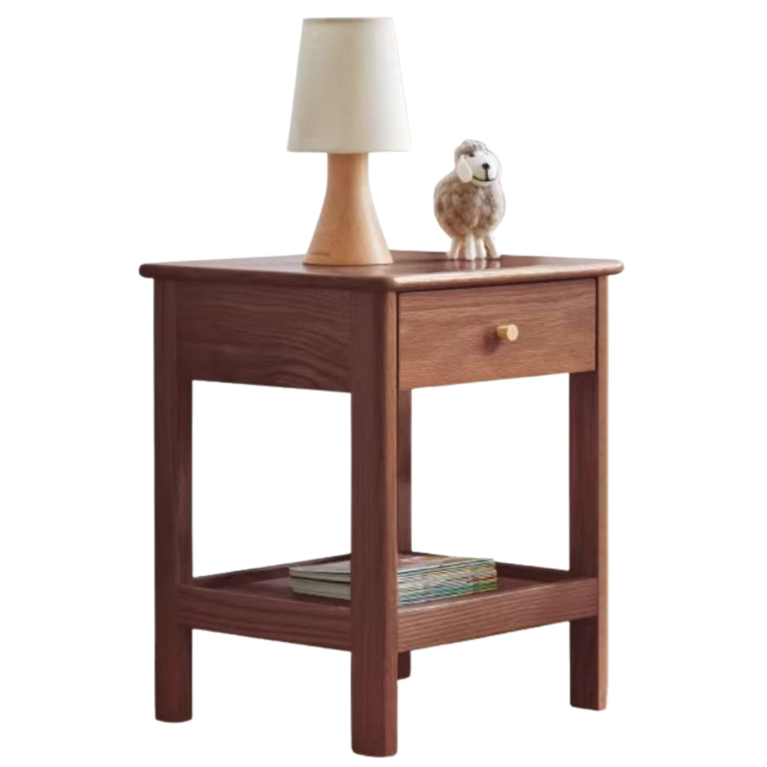 Oak, Beech Solid Wood, Solid RubberWood Nightstand.