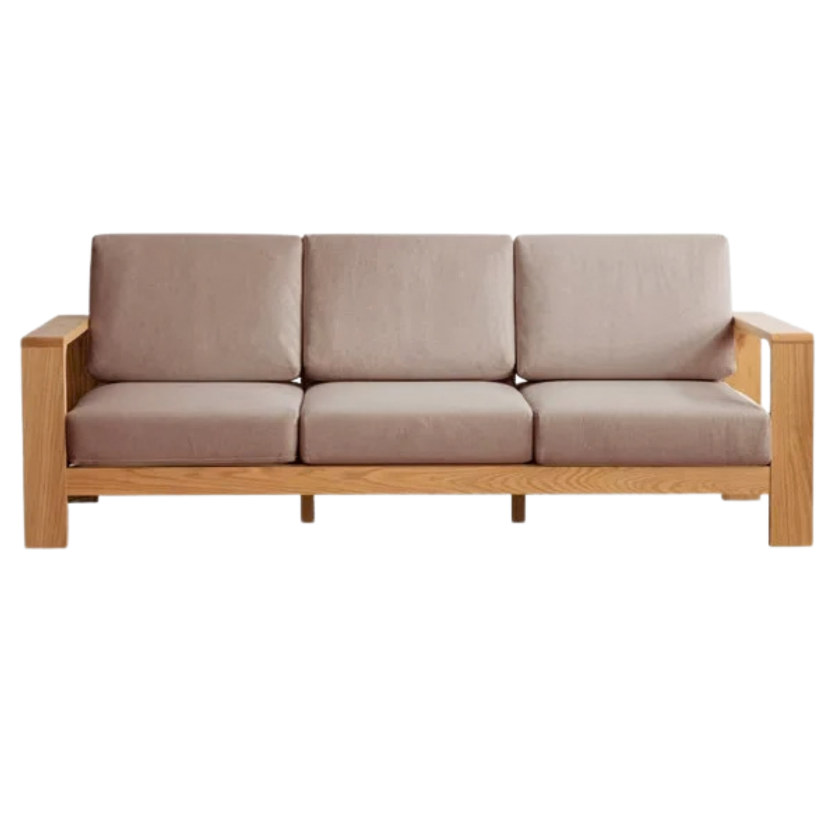 Oak Solid Wood Modern Fabric Sofa.