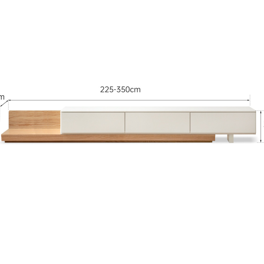 Oak- poplar solid wood retractable floor TV cabinet