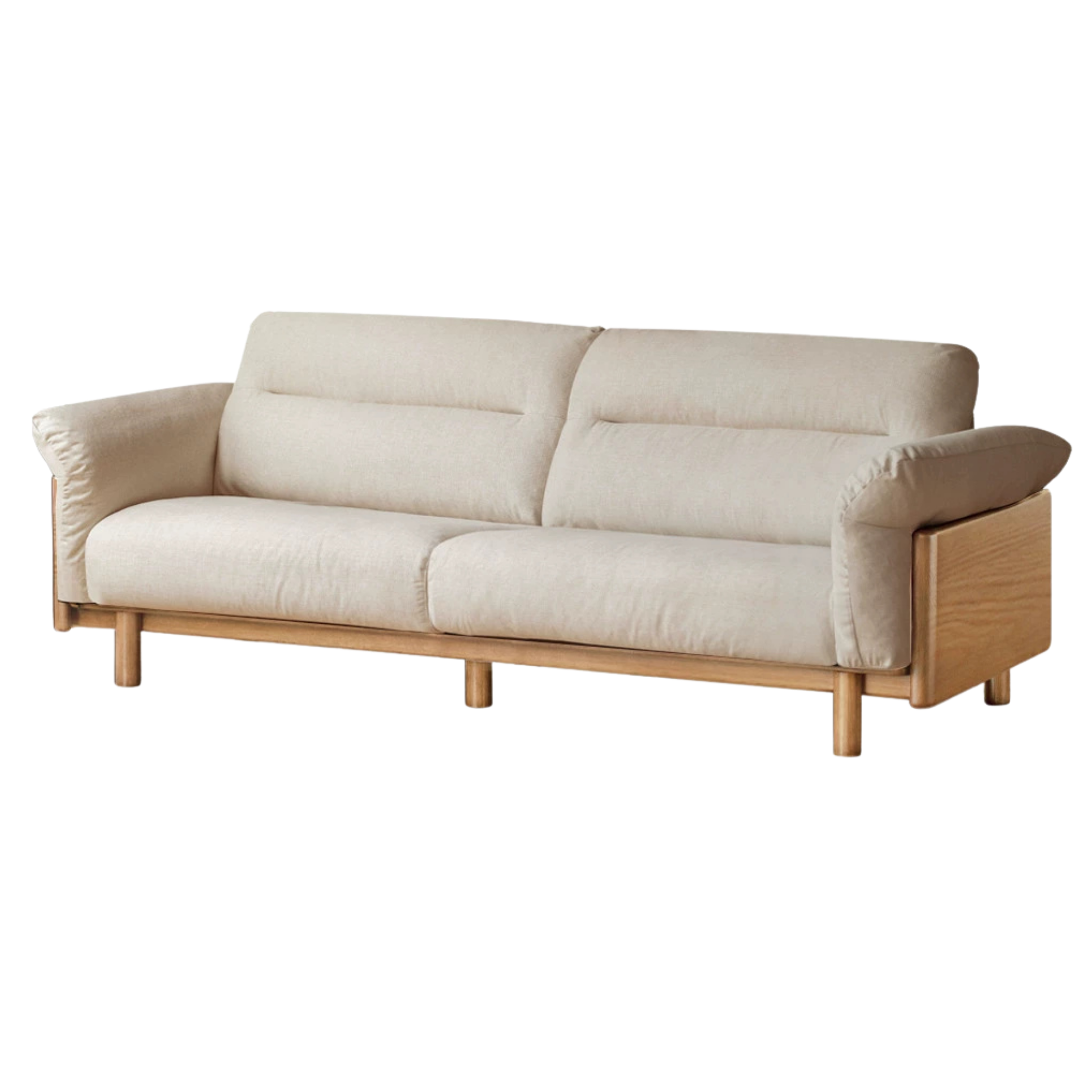 Black Walnut, Oak Solid Wood Sofa Genuine Leather, fabrics