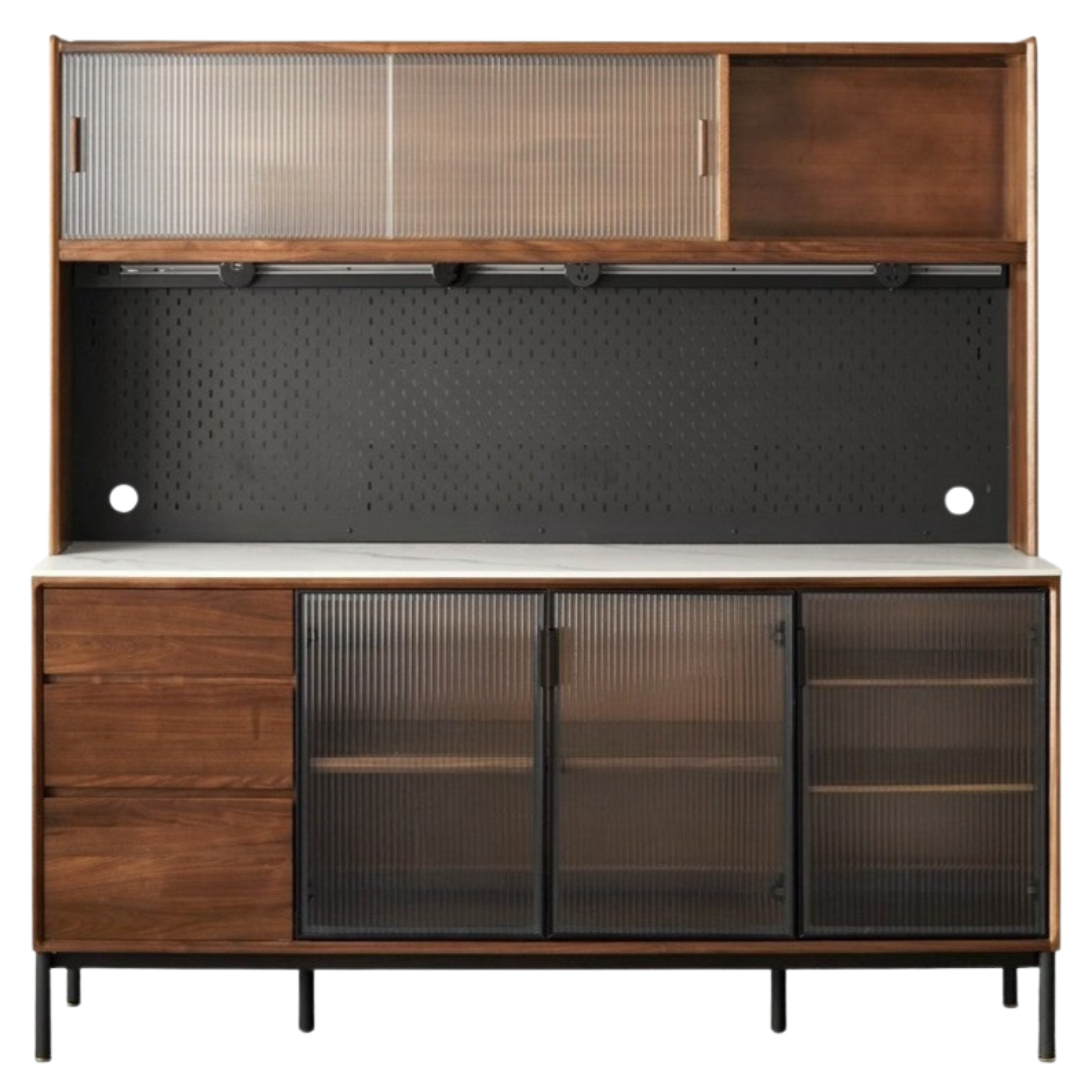 Black Walnut Solid Wood, Sandalwood Rock Sideboard Buffet Cabinet