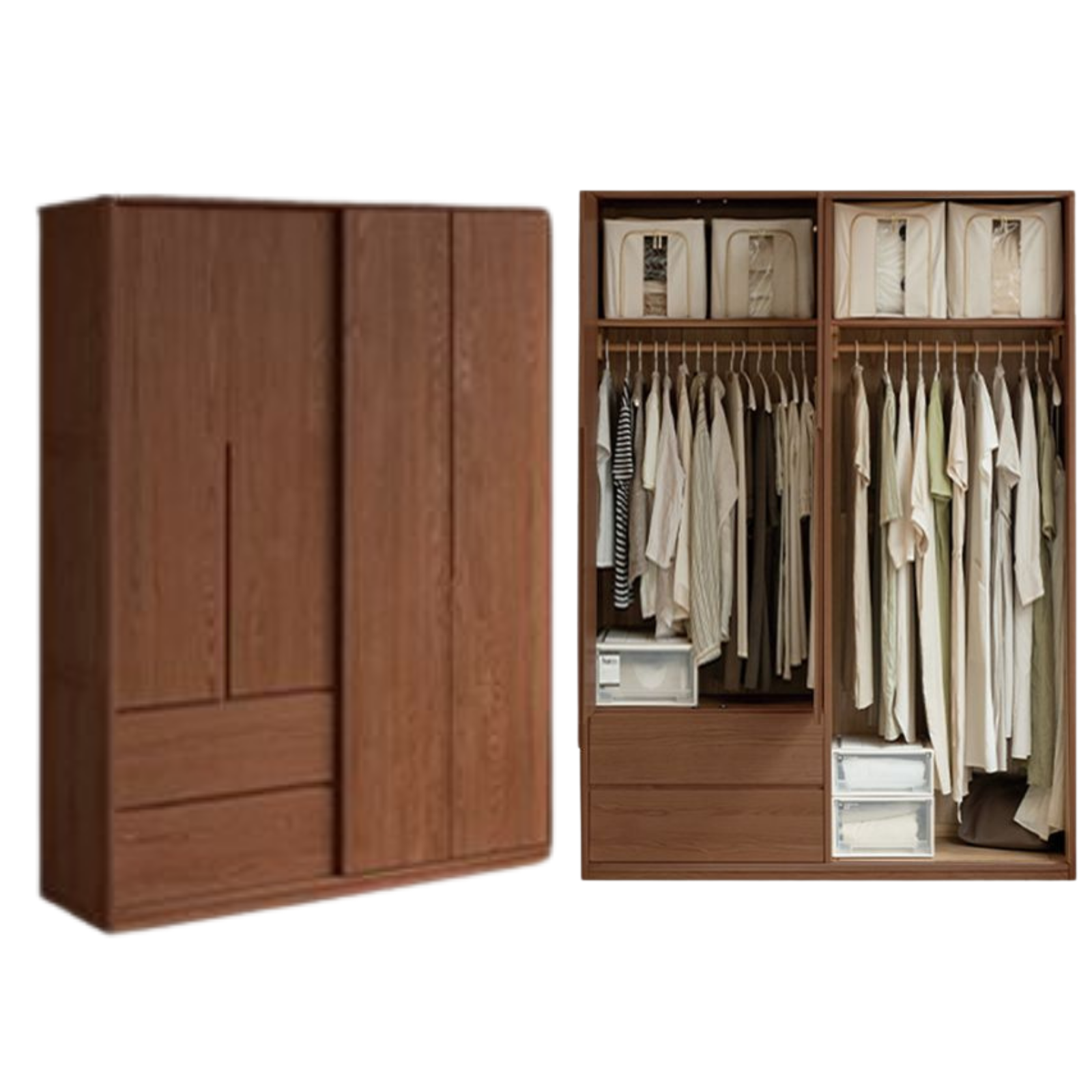 Oak Solid Wood Modern Style Wardrobe