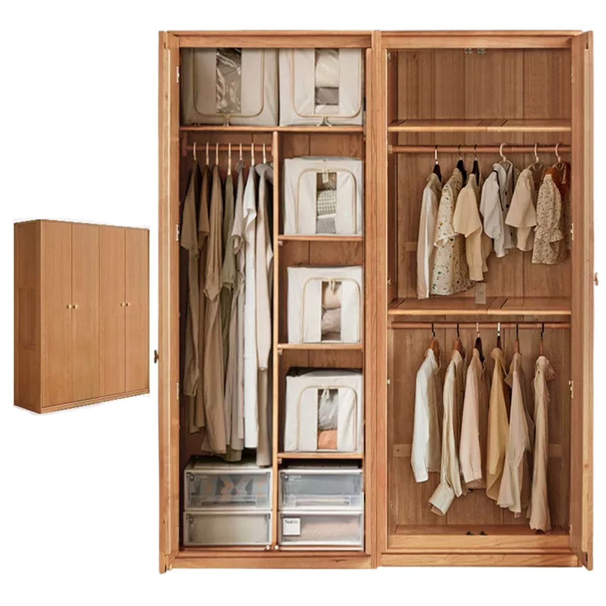 Сherry Solid Wood Exquisite Wardrobe