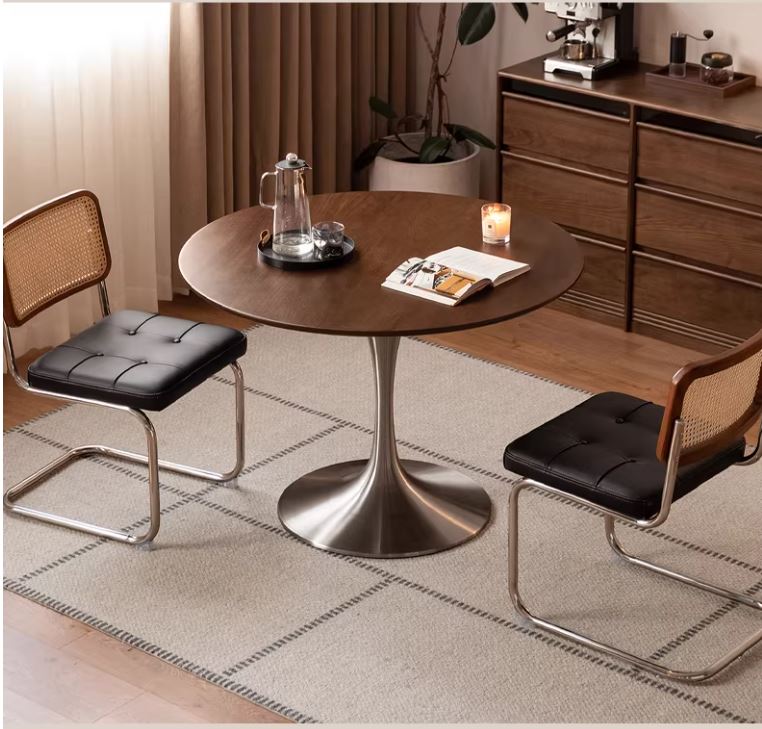 Black Walnut Solid Wood Dining Table Bauhaus Style