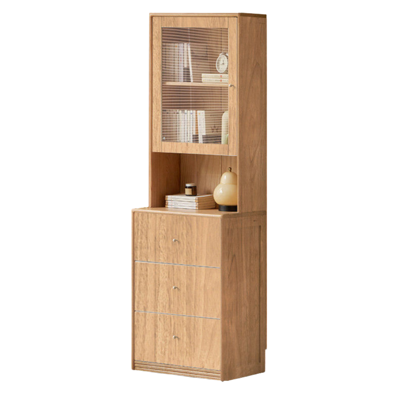 Oak Solid Wood, Solid Rubberwood Combination Bookcase