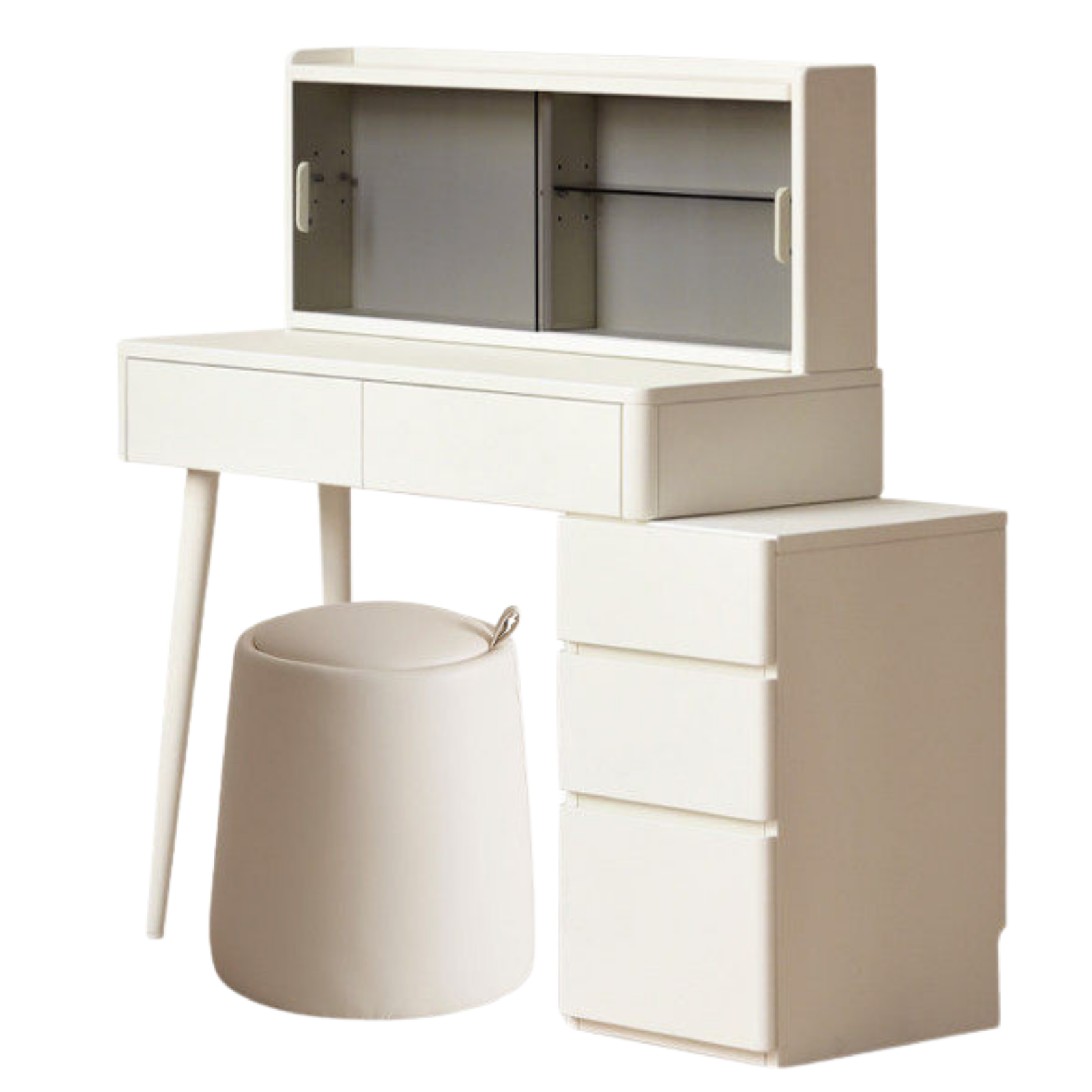 Solid RubberWood Telescopic Vanity Table + LED Makeup Mirror