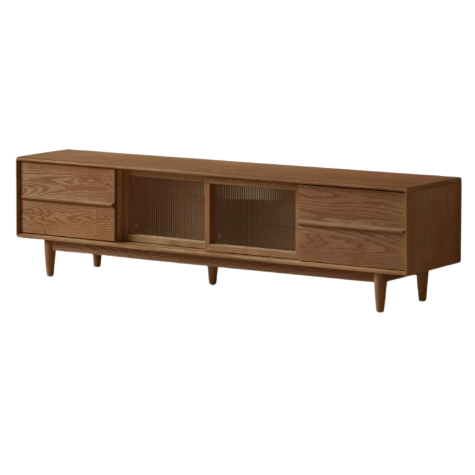 Black Walnut, Ash Solid Wood, Solid Longan Hardwood TV Cabinet with Sliding Door Storage
