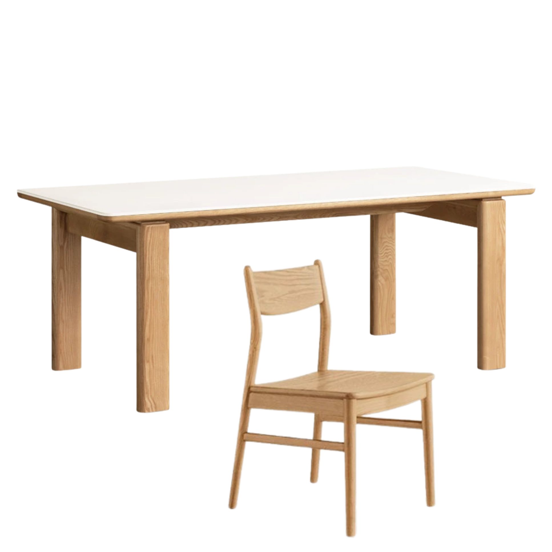 White Ash Solid Wood Restaurant Slab Dining Table