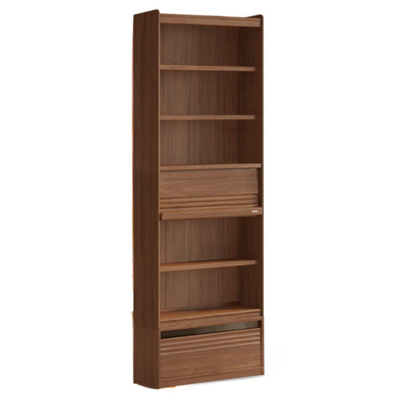 Black Walnut Solid Wood Combination Bookcase with Wall Storage and Floor Display