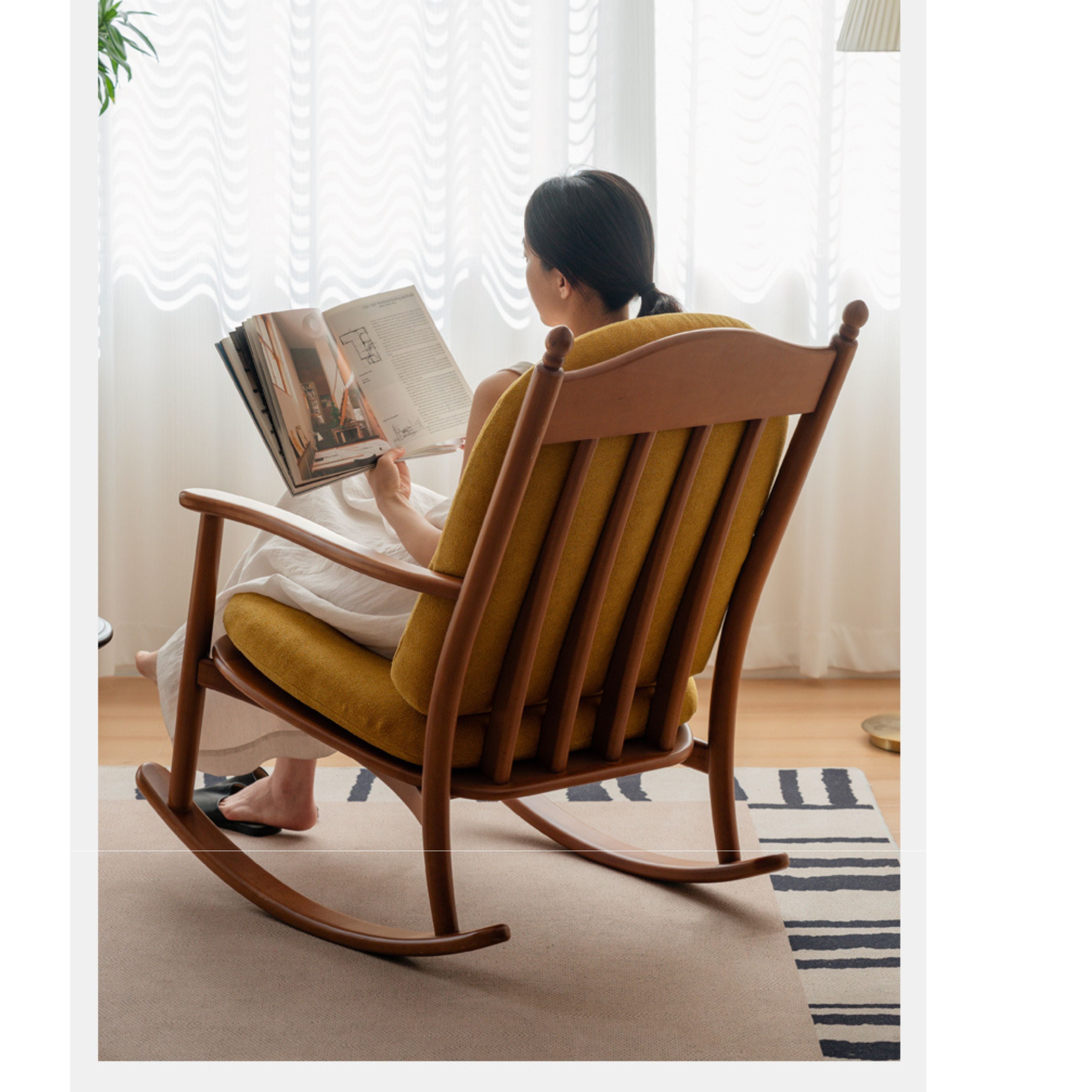 Beech Solid Wood Middle Ages Rocking Sofa Chair
