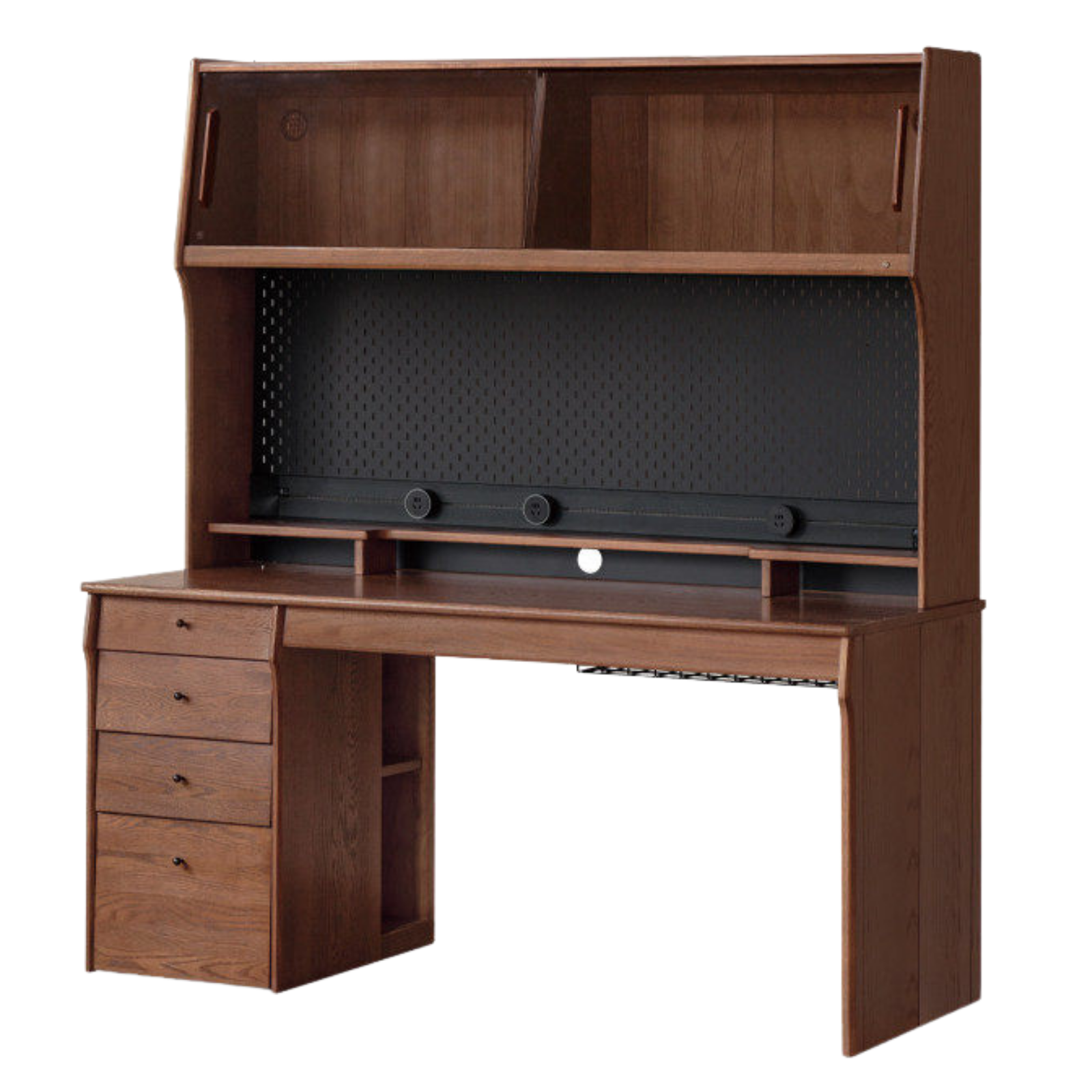 Oak, Cherry Solid Wood Desk Bookshelf Integrated Warm Light